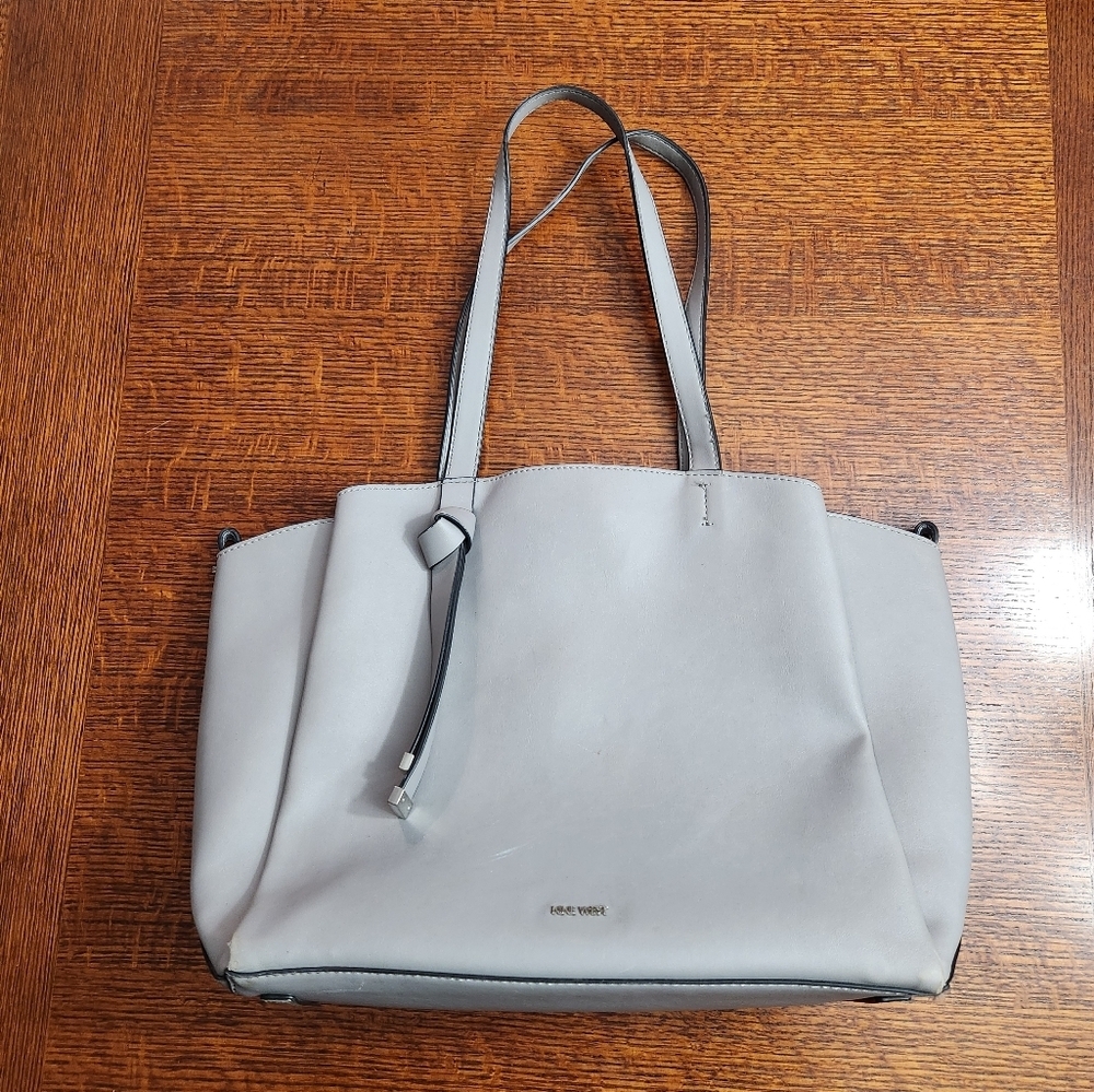 NINE WEST gray purse tote handbag wear two ways